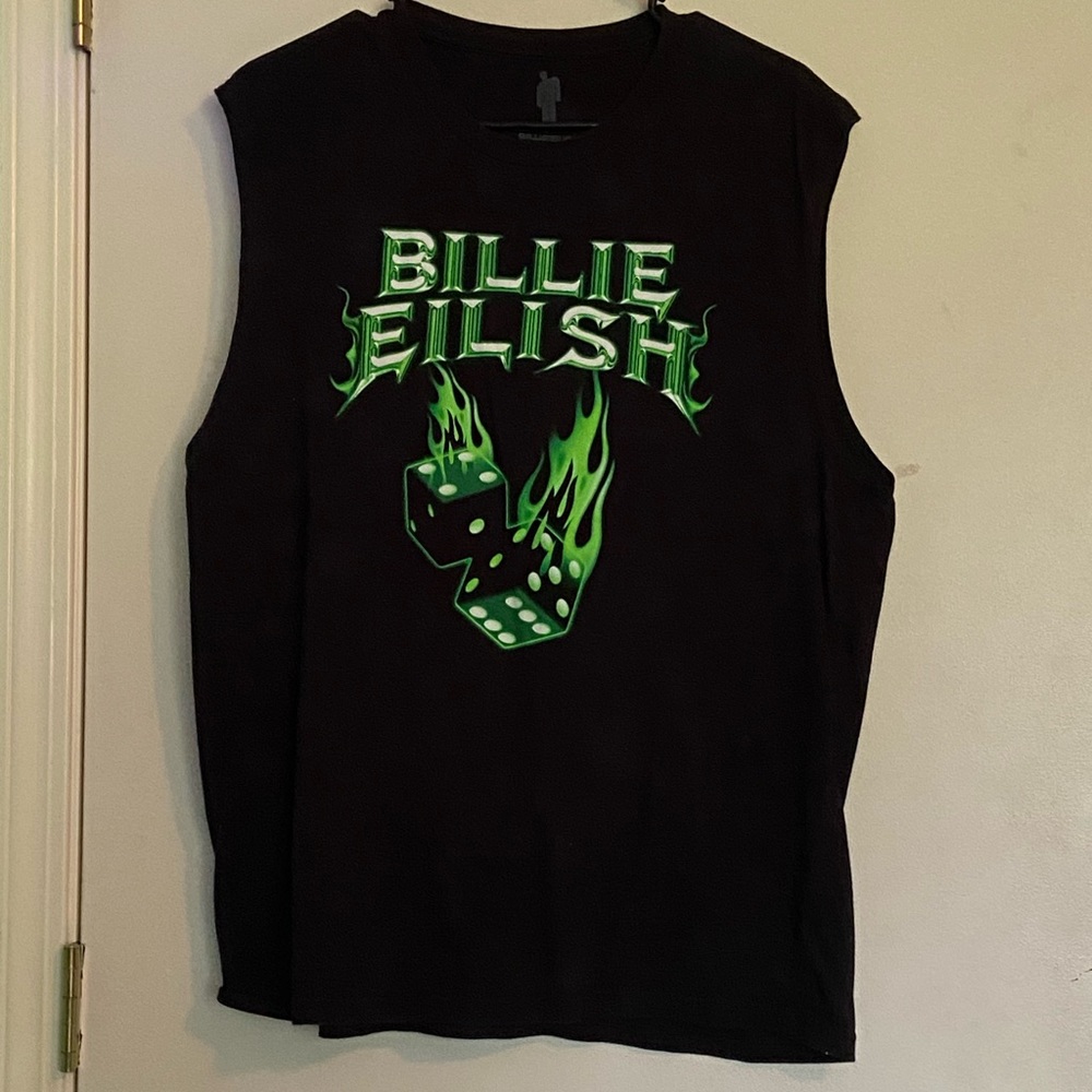 Billie Eilish Black and Green Graphic Muscle Tank